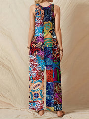 Boho Floral Wide Leg Jumpsuit for Women