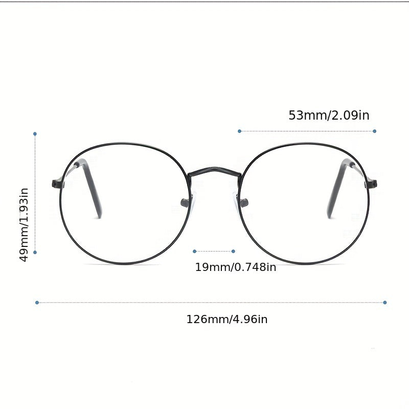Vintage Round Metal Frame Glasses Unisex Anti Light Glasses