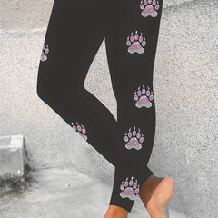 Paw Print High Waist Leggings Skinny Leggings For All Season Women's Clothing
