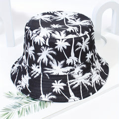 Coconut Tree Reversible Bucket Hat Fisherman Cap Sunscreen