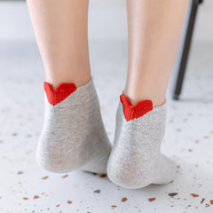 3 Pairs Heart Socks Ankle Socks Womens Socks Women Red Love Heart