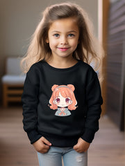 OERYUI Girls boys Cartoon Girl Print Crew Neck Pullover Top Kids Clothes