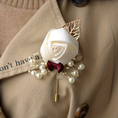 Pearl Inlaid Flower Brooch Pin Wedding Corsage