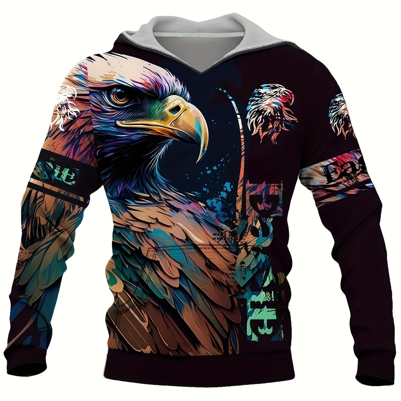 Eagle 3D Print Hoodies For Men Graphic Hoodie Comfy Loose Hooded Pullover