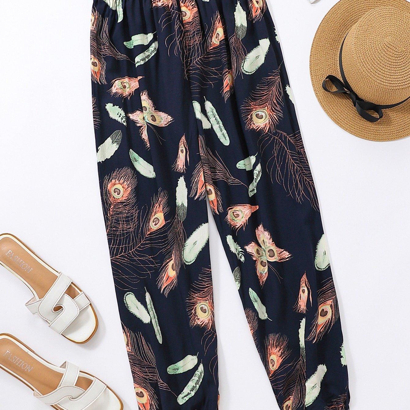Kids Floral Print Casual Leg Pants