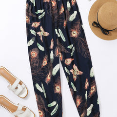 Kids Floral Print Casual Leg Pants