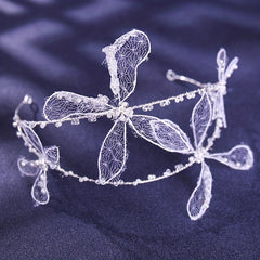 Double Layer Headband With Lace Butterfly Bridal Wedding Hair Accessories