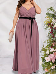 Bow Knot Mesh Maxi Evening Formal Dress