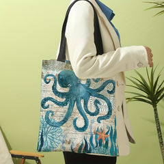 Seaweed Octopus Tote Bag Cartoon Canvas Shoulder Bag