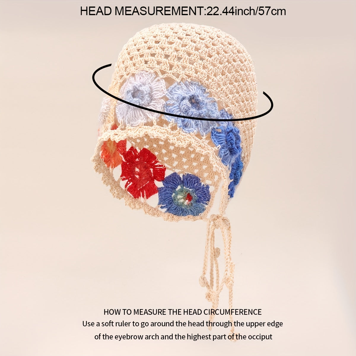 Flower Crochet Knit Hat Colorful Tassel Beanie for Women