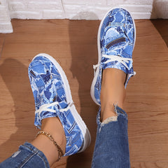 Ripped Denim Slip On Sneakers Lightweight Comfortable Shoes