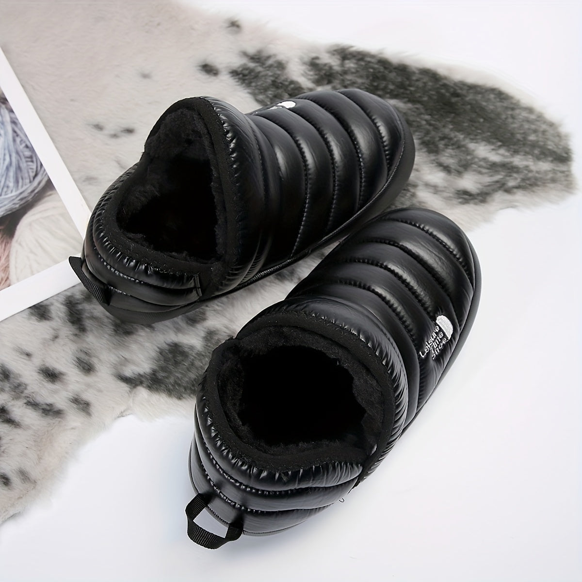 Women's Letter Pattern Quilted Traction Booties Snow Boots
