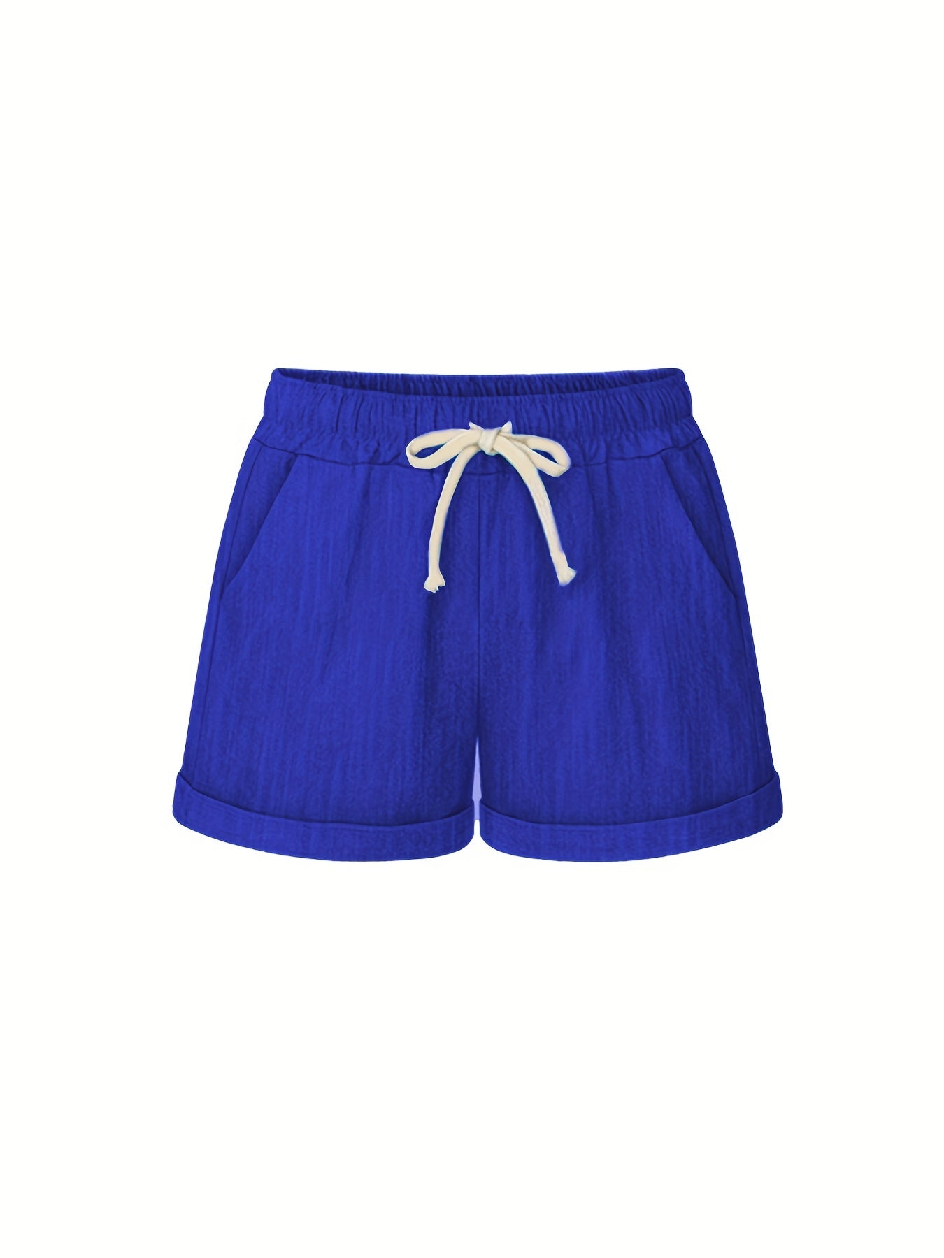 Solid Drawstring Elastic Waist Shorts Plus Size