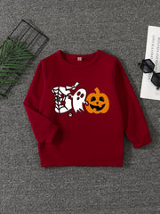 Boo And Pumpkin Print Boys Sweatshirt