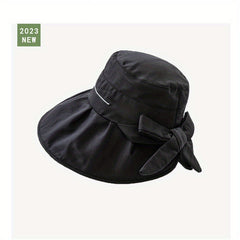Bowknot UV Protection Sun Hat Wide Brim Solid Summer Visors Bucket Hat