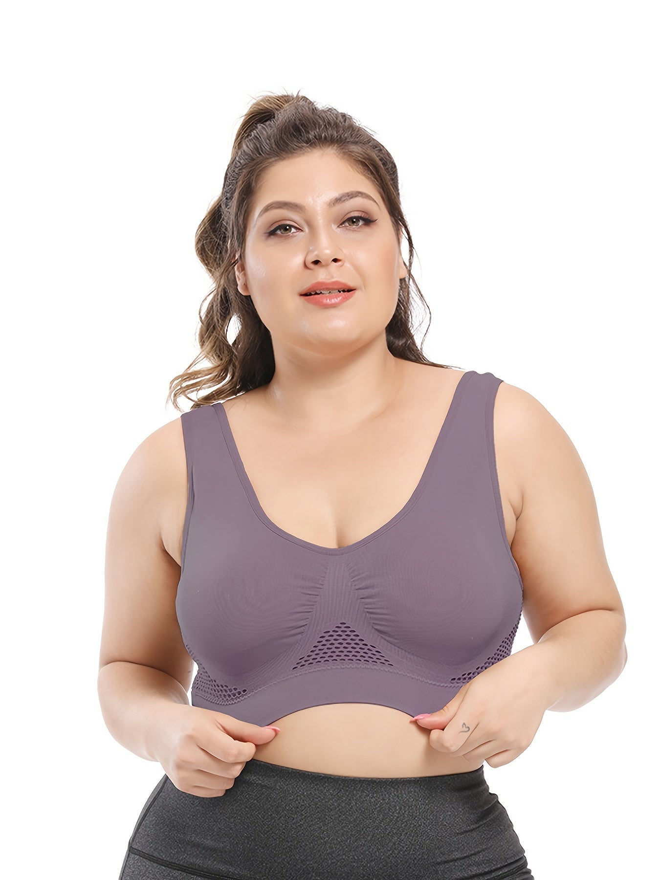3 Pack Plus Size Sports Bra Set Women's Plus Bounce Control Wireless Bralette