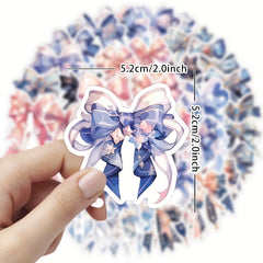 60 Pink Bow Stickers Waterproof for Laptop Scrapbook Water Bottle