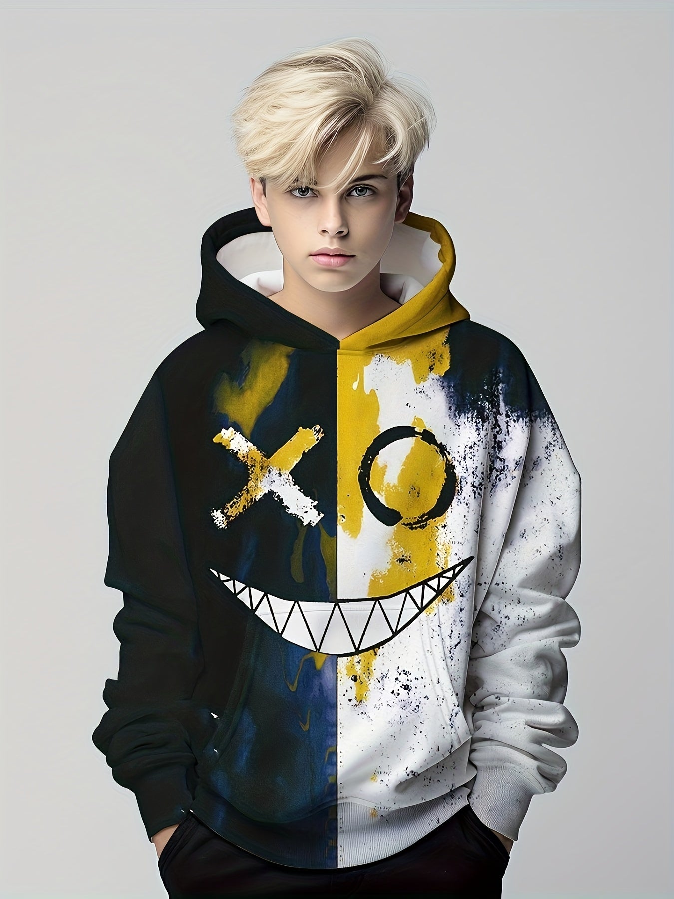 Funny Smiling 3D Print Boys Hoodie Spring Fall Kids Sweatshirt