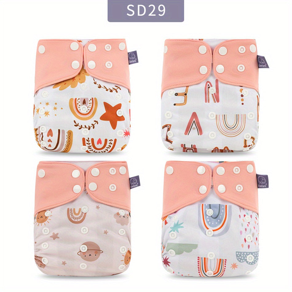 Elinfant 4pcs Reusable Waterproof Baby Cloth Diaper