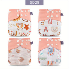 Elinfant 4pcs Reusable Waterproof Baby Cloth Diaper