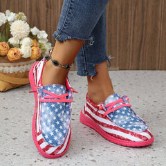 Women's Flag Pattern Skateboard Shoes Breathable & Durable Lightweight Sneakers