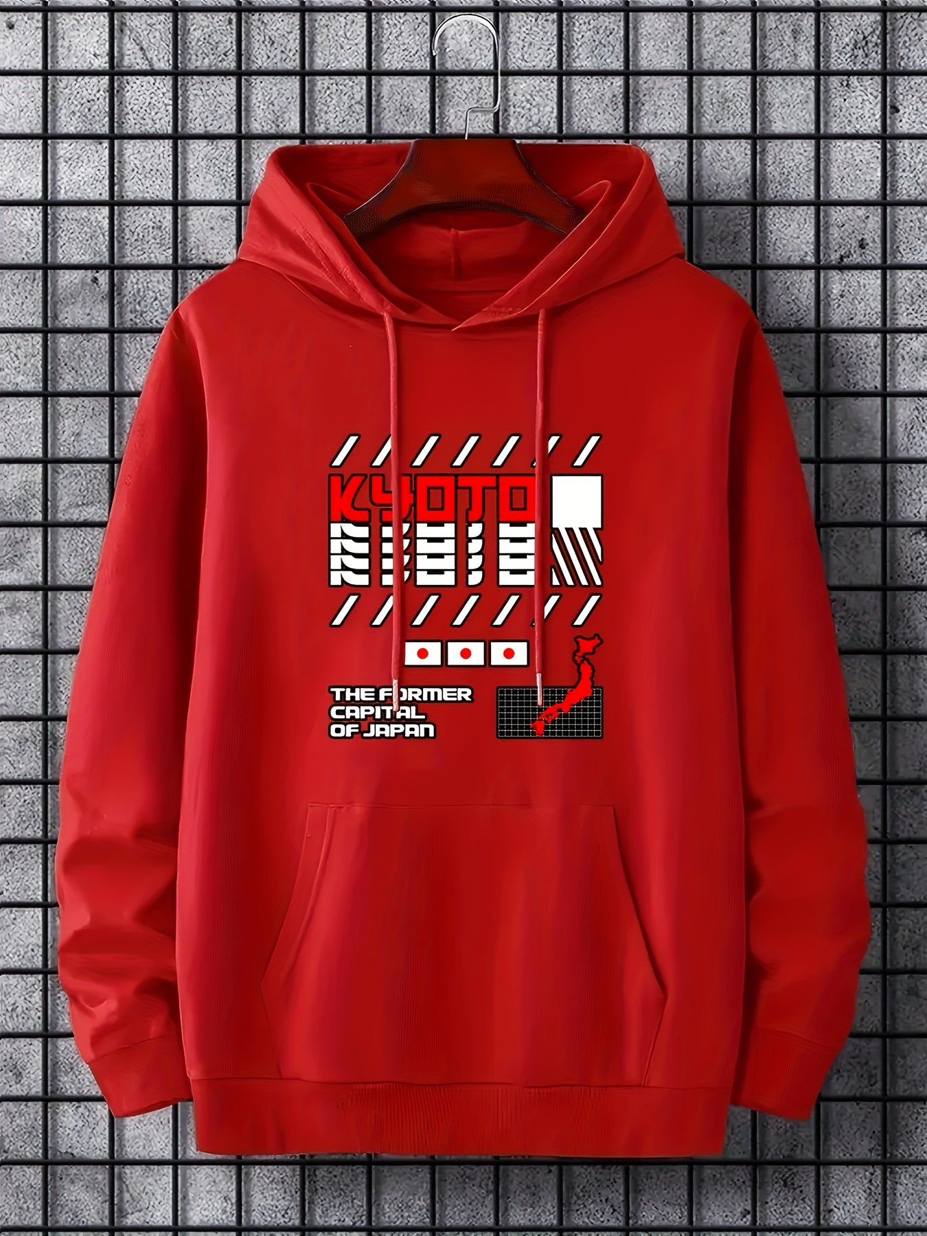 Japan Flag Print Men's Hooded Sweatshirt for Autumn Winter