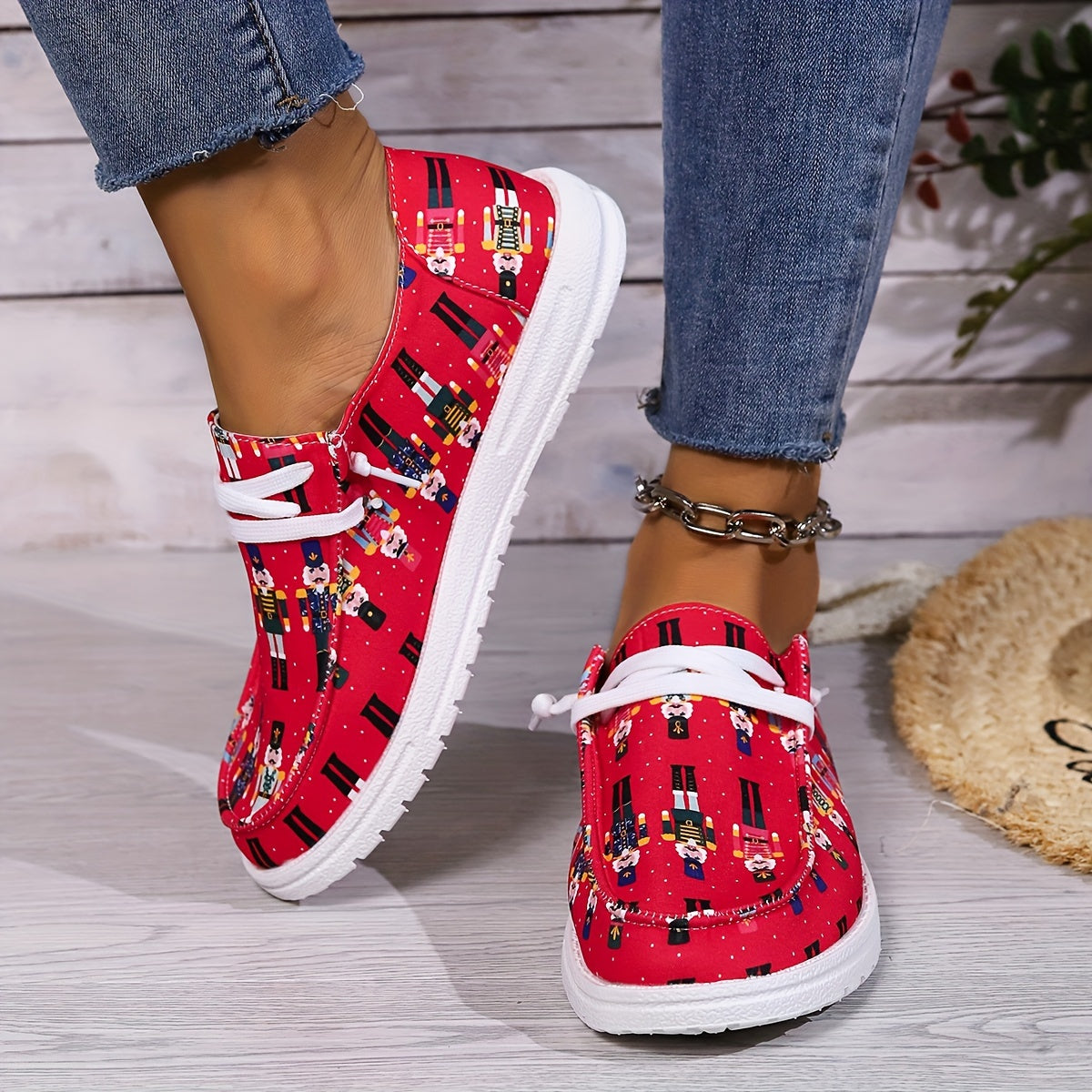 Nutcracker Cartoon Pattern Skateboard Shoes for Women