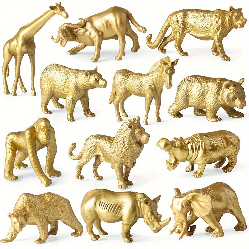 12pcs Mini Wildlife Animal Figures Set PVC Jungle Safari Playset