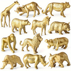 12pcs Mini Wildlife Animal Figures Set PVC Jungle Safari Playset
