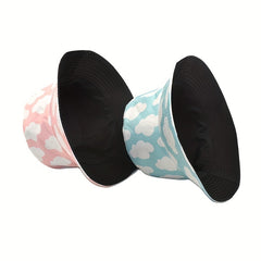 Cloud Print Reversible Bucket Hat Unisex Casual Couple Sun Cap