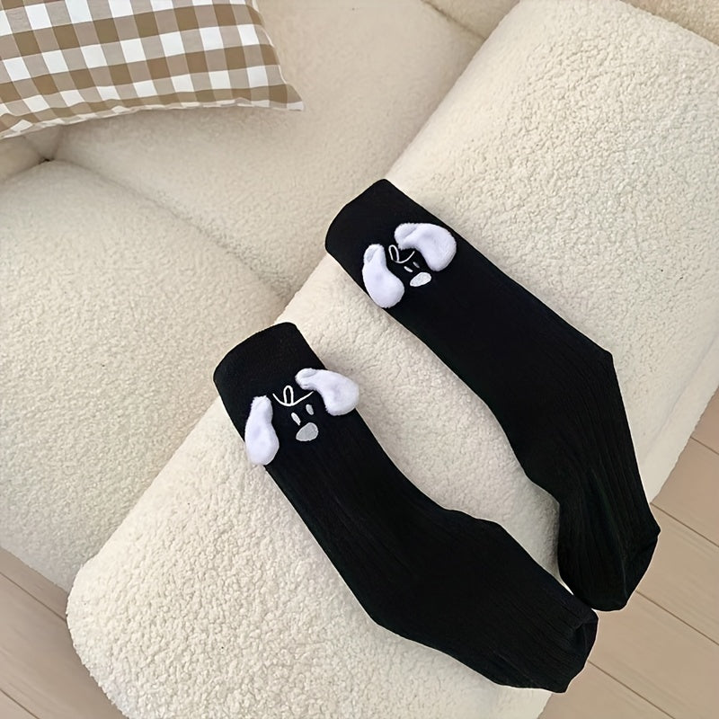 2 Pairs Dog Pattern Socks Comfy & Mid Tube Socks Women's Stockings