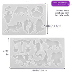 Zodiac Resin Molds 12 Constellation Animals Keychain Silicone Mold DIY Jewel