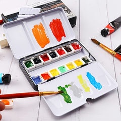 Metal Watercolor Palette with 14 Half Pans