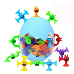 32 Pcs Silicone Suction Cup Toys for Kids with Eggshell Storage