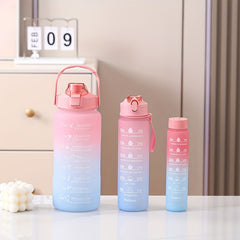 Gradient Large Capacity Plastic Cup Portable Water Bottle With Straw