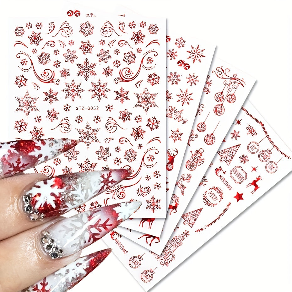 9pcs Christmas Nail Art Stickers Snowflake Elk Christmas Tree Nails