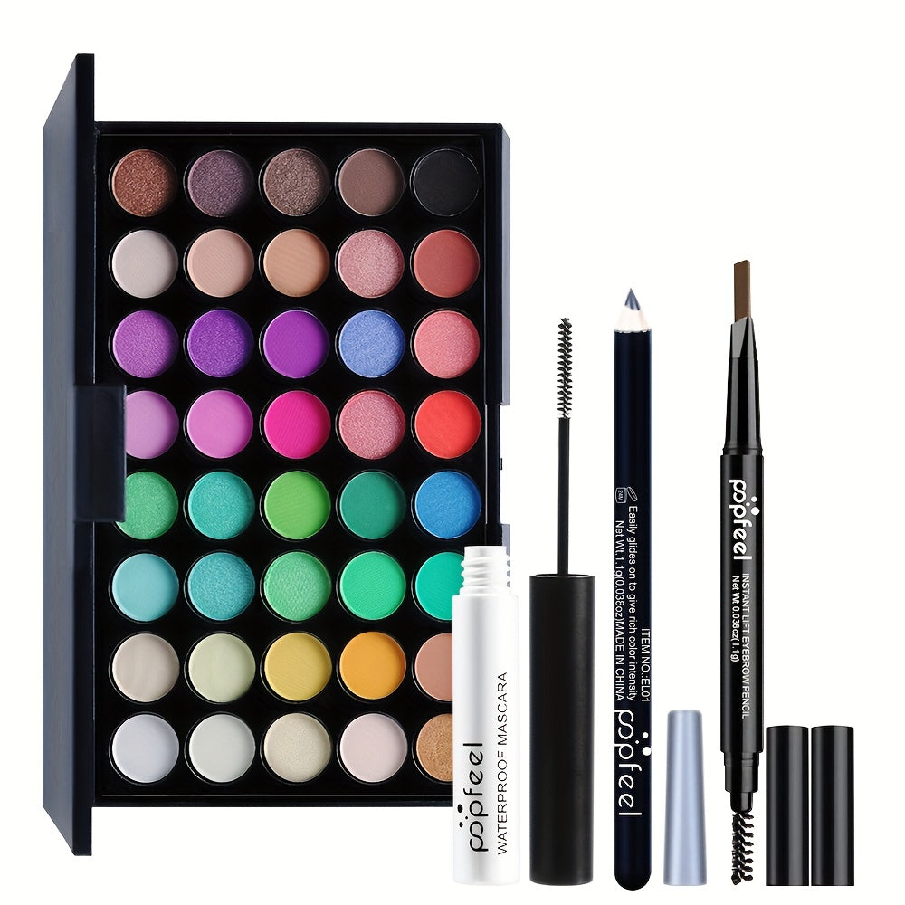 40 Colors Nude Eyeshadow Set with Mascara and Eyeliner - Complete Eye Makeup Kit