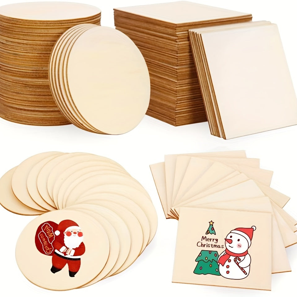 10Pcs Unfinished Wooden Pieces 10x10cm for Handicrafts DIY Coasters Home Decor