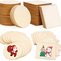 10Pcs Unfinished Wooden Pieces 10x10cm for Handicrafts DIY Coasters Home Decor