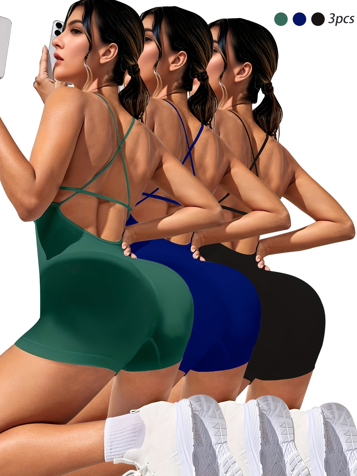 Women's Solid Yoga Jumpsuits Workout Sport Activewear