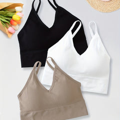 3pcs Girls' Student Chest Wrap Lingerie No Steel Ring Vest Bra
