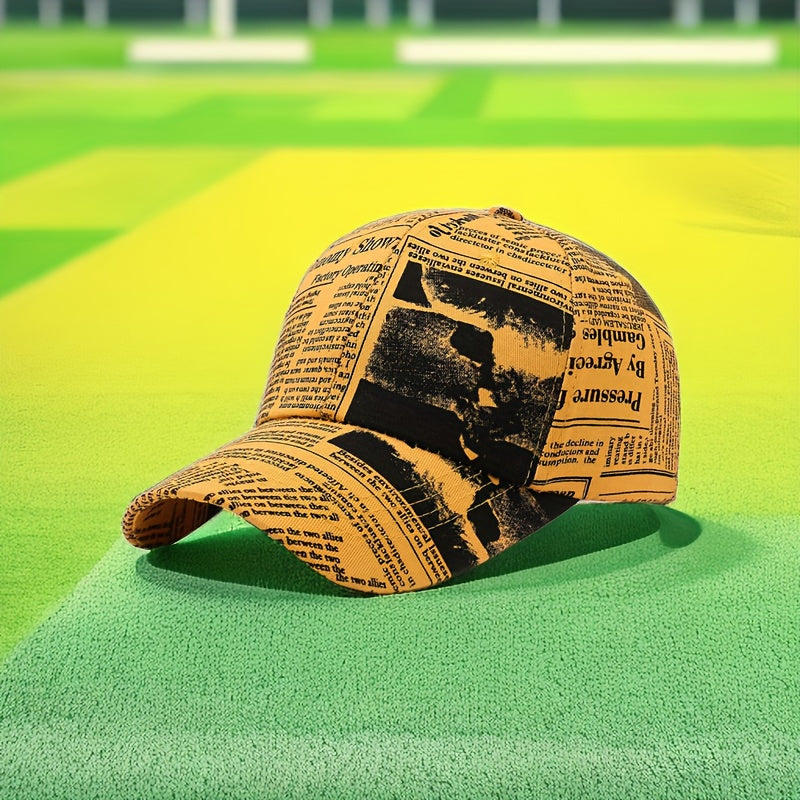 Newspaper Printed Baseball Cap Vintage Hat