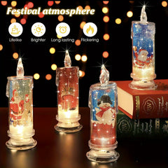 Christmas Flameless Candle Santa Claus Snowman Base LED Decoration