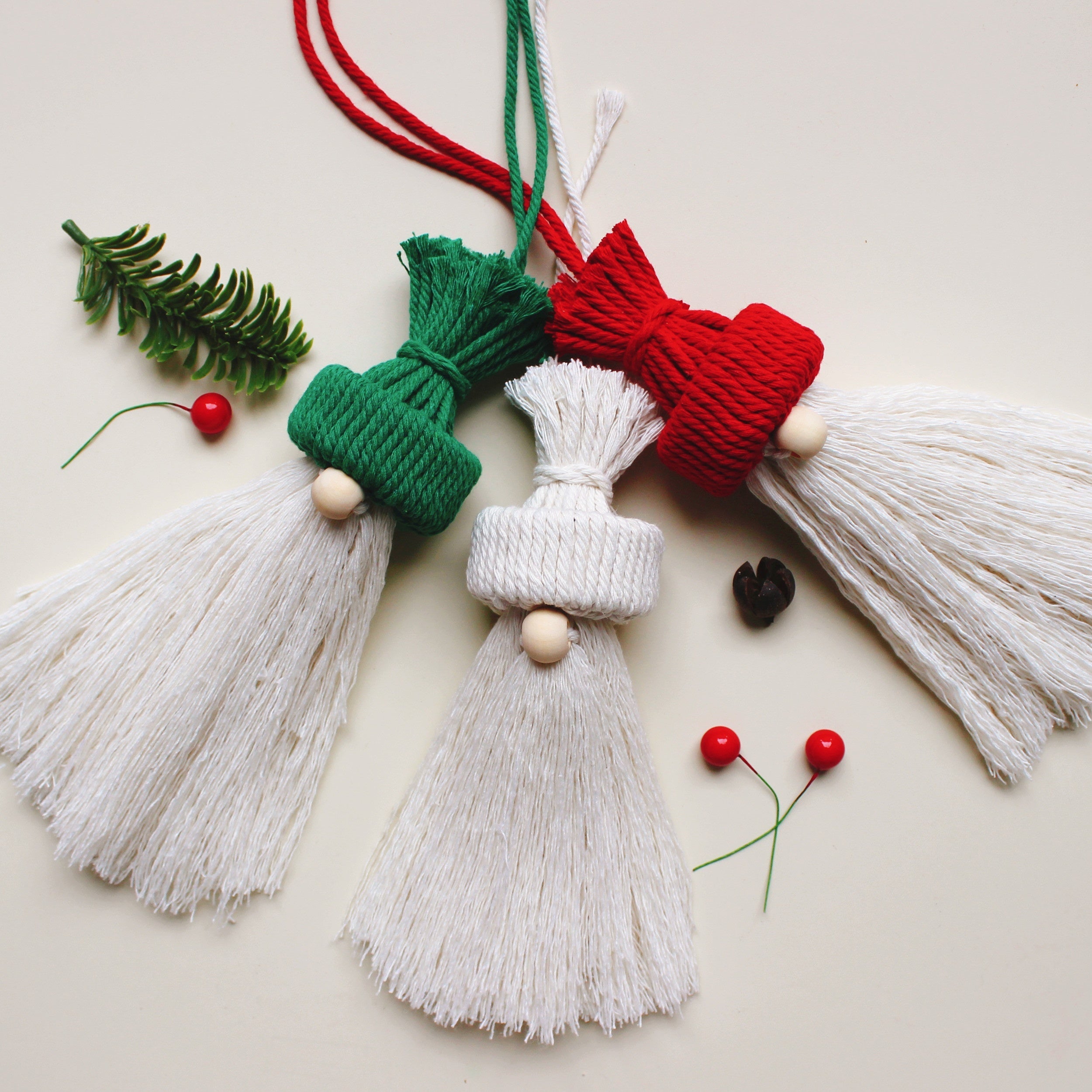 3pcs Macrame DIY Kit Christmas Santa Knitting Craft Perfect Gift
