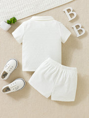 Toddler Boys Lapel Tee Top Shorts Set Comfortable Fabrics