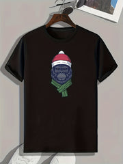 Christmas Chimpanzee Print Men's Comfy T-shirt for Outdoor Summer
