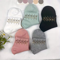 5 Pairs Rhinestone Crew Socks for Women