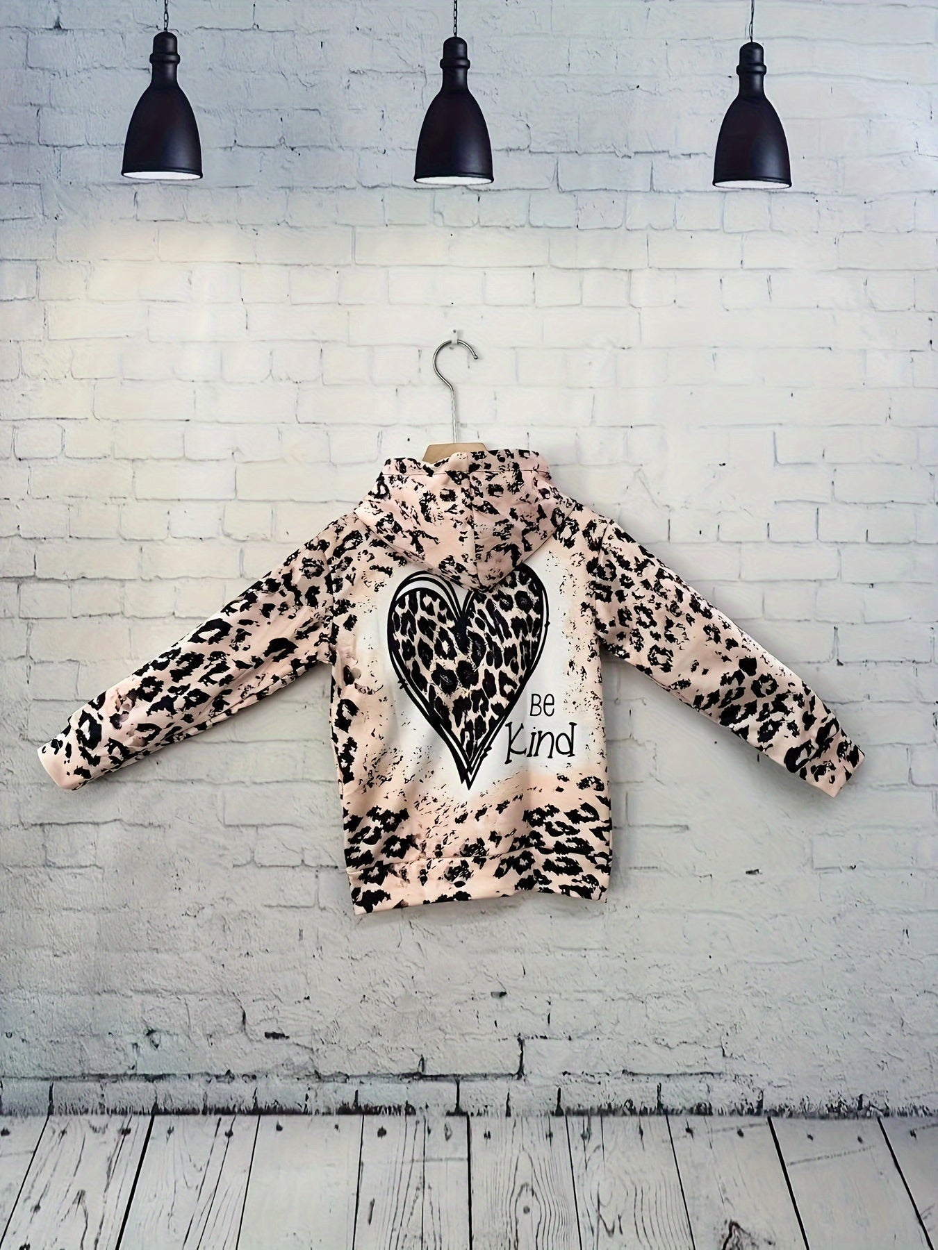 Leopard Print Hoodies Girls Comfy Hooded Pullover Kids Clothes