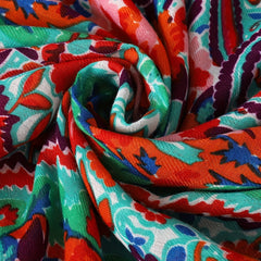 Vintage Flower Print Scarf Bohemian Red Tassel Shawl