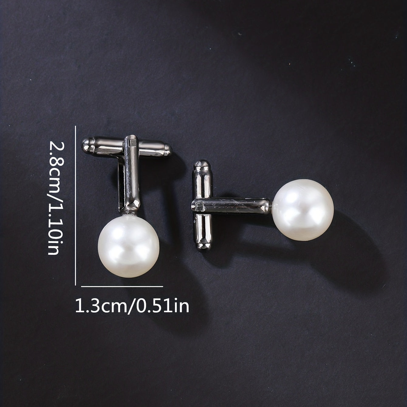Round Pearl French Cufflinks Gun Base 2 Cufflinks Set